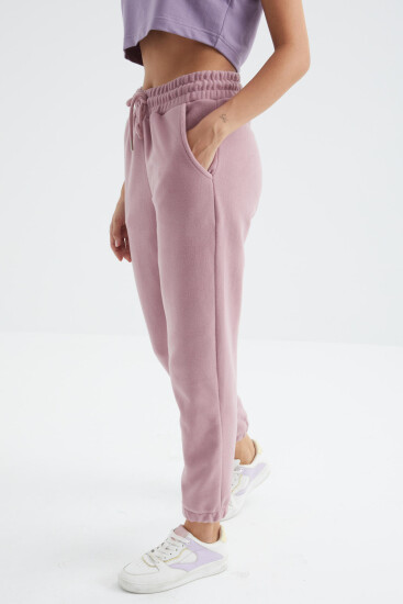Gül Kurusu Yüksek Bel Basic Bağcıklı Jogger Polar Kadın Eşofman Alt - 94622 - TOMMYLIFE (1)