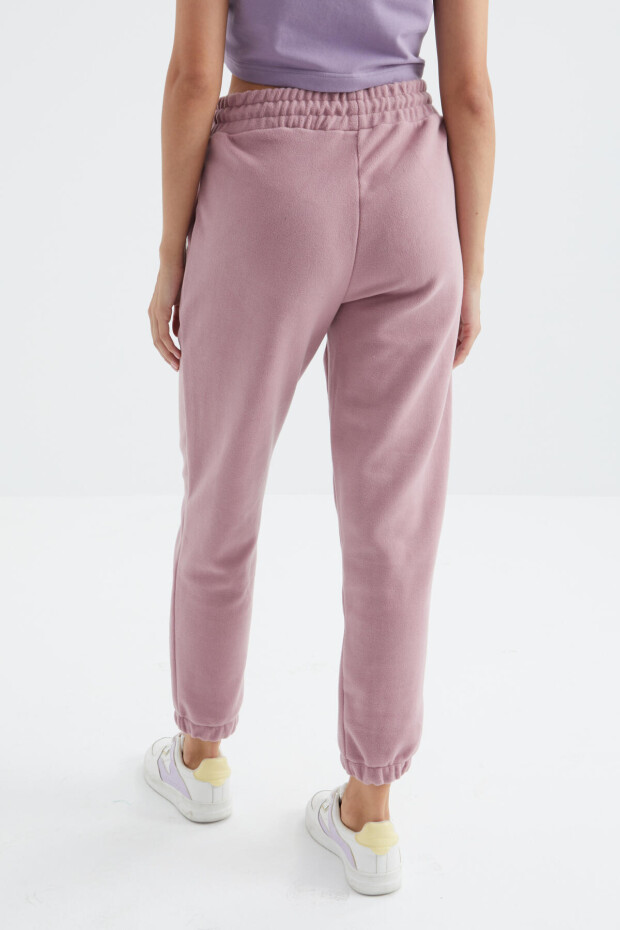 Gül Kurusu Yüksek Bel Basic Bağcıklı Jogger Polar Kadın Eşofman Alt - 94622 - 8