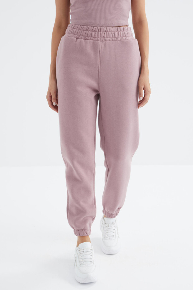 Gül Kurusu Yüksek Bel Rahat Form Basic Jogger Kadın Eşofman Alt - 94624 - 4