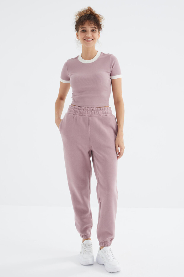 Gül Kurusu Yüksek Bel Rahat Form Basic Jogger Kadın Eşofman Alt - 94624 - 7