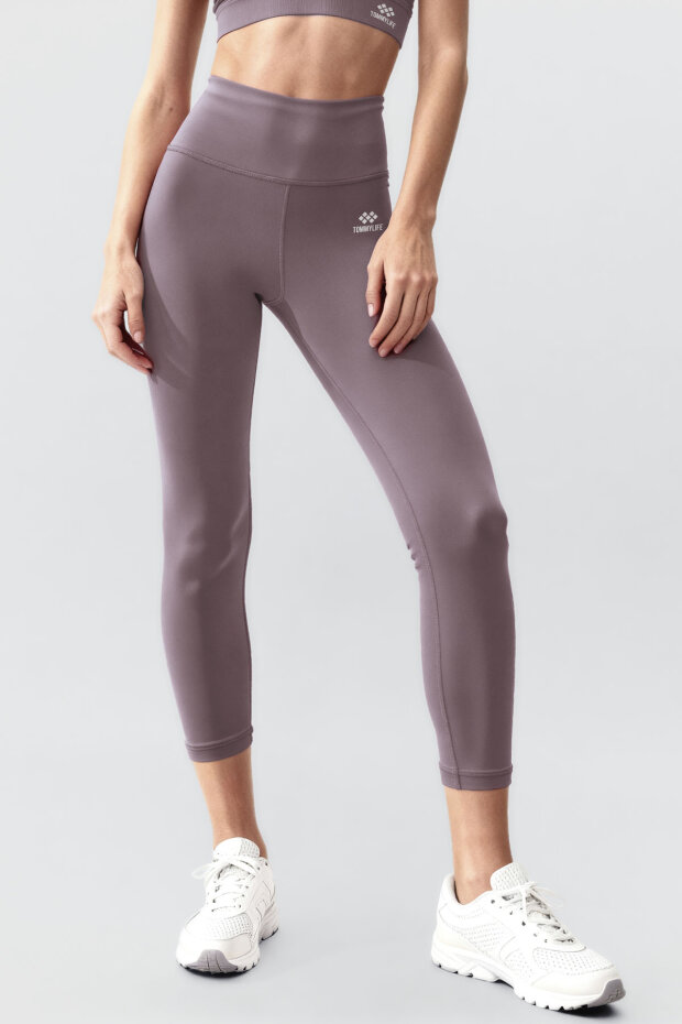 Gül Kurusu Yüksek Bel Toparlayıcı Çapraz Sırt Detaylı Slim Fit Kadın Tayt Takım - 95283 - 4