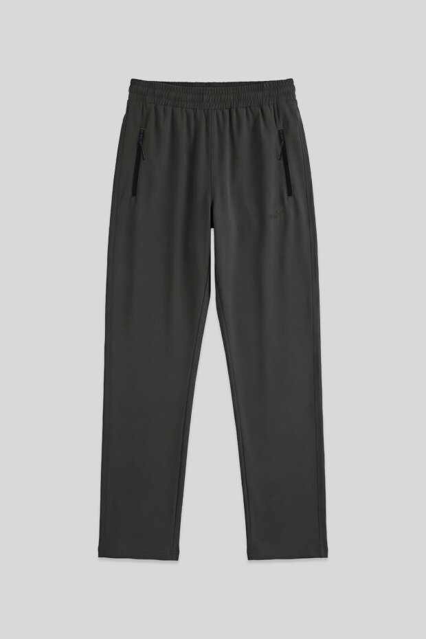 Haki Erkek Fermuarlı Üç Cepli Standart Kalıp Klasik Paça Eşofman Alt - 84768 - 1