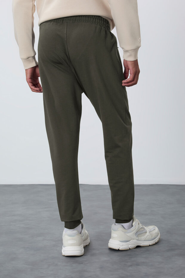 Haki Fermuar Cepli Standart Kalıp Jogger Erkek Eşofman Alt - 84651 - 5