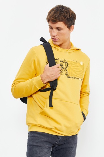 Hardal Air Yazı Baskılı Kapüşonlu Rahat Form Erkek Sweatshirt - 88009 