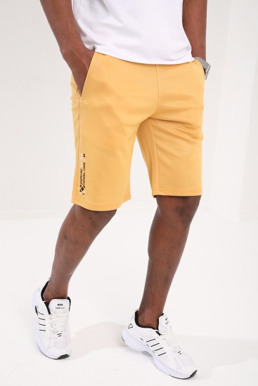 Hardal Tek Fermuar Cep Detaylı Bağcıklı Standart Kalıp Erkek Şort - 81202 - TOMMYLIFE (1)