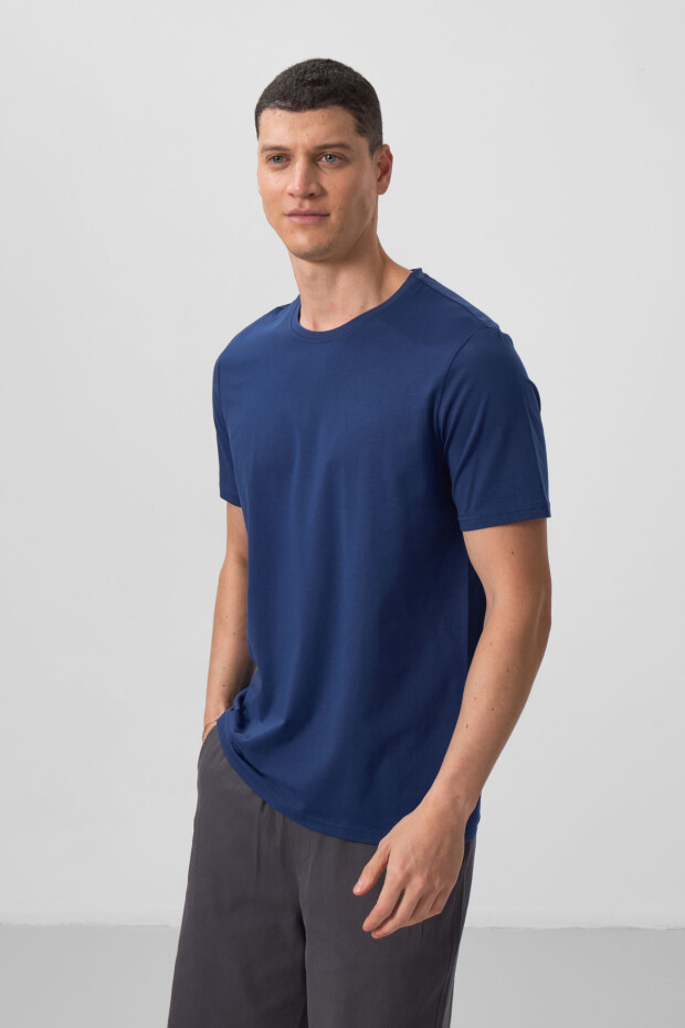 İndigo Erkek Basic Kısa Kol Standart Kalıp O Yaka T-shirt - 87911 - 5