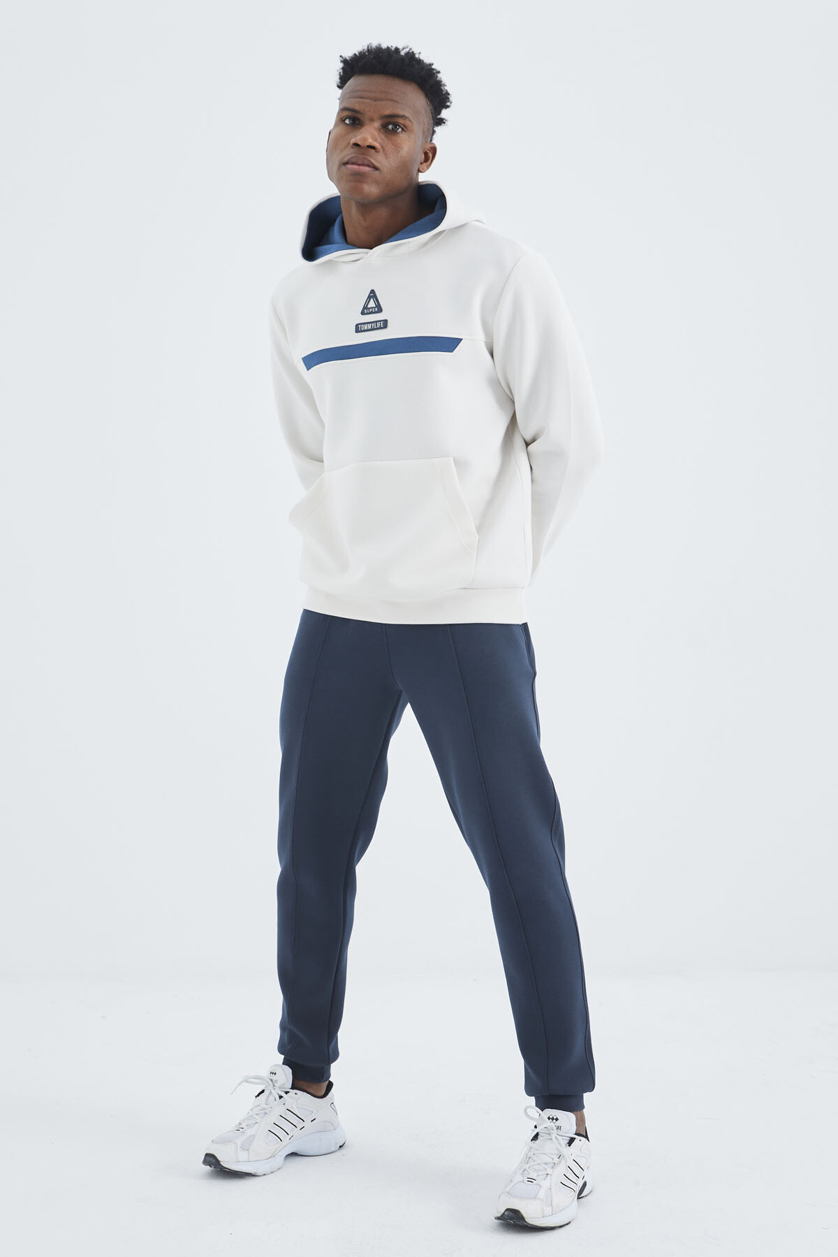 İndigo Bağcıklı Ön Dikiş Detaylı Standart Kalıp Erkek Eşofman Alt - 84994 - TOMMYLIFE