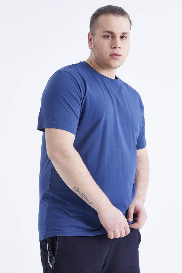 İndigo Basic Kısa Kol O Yaka Büyük Beden Erkek T-Shirt - 88072 - 3