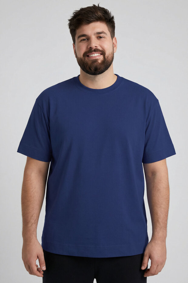 İndigo Basic Kısa Kol O Yaka Büyük Beden Erkek T-Shirt - 88072 - 2