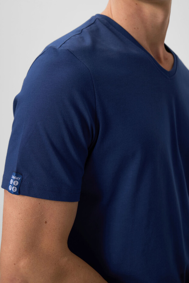 İndigo Basic Kısa Kol Standart Kalıp V Yaka Erkek T-Shirt - 87912 - 4