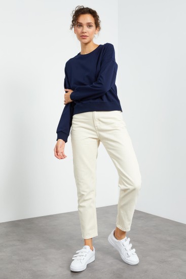İndigo Basic Rahat Form O Yaka Kadın Sweatshirt - 97114 - TOMMYLIFE (1)