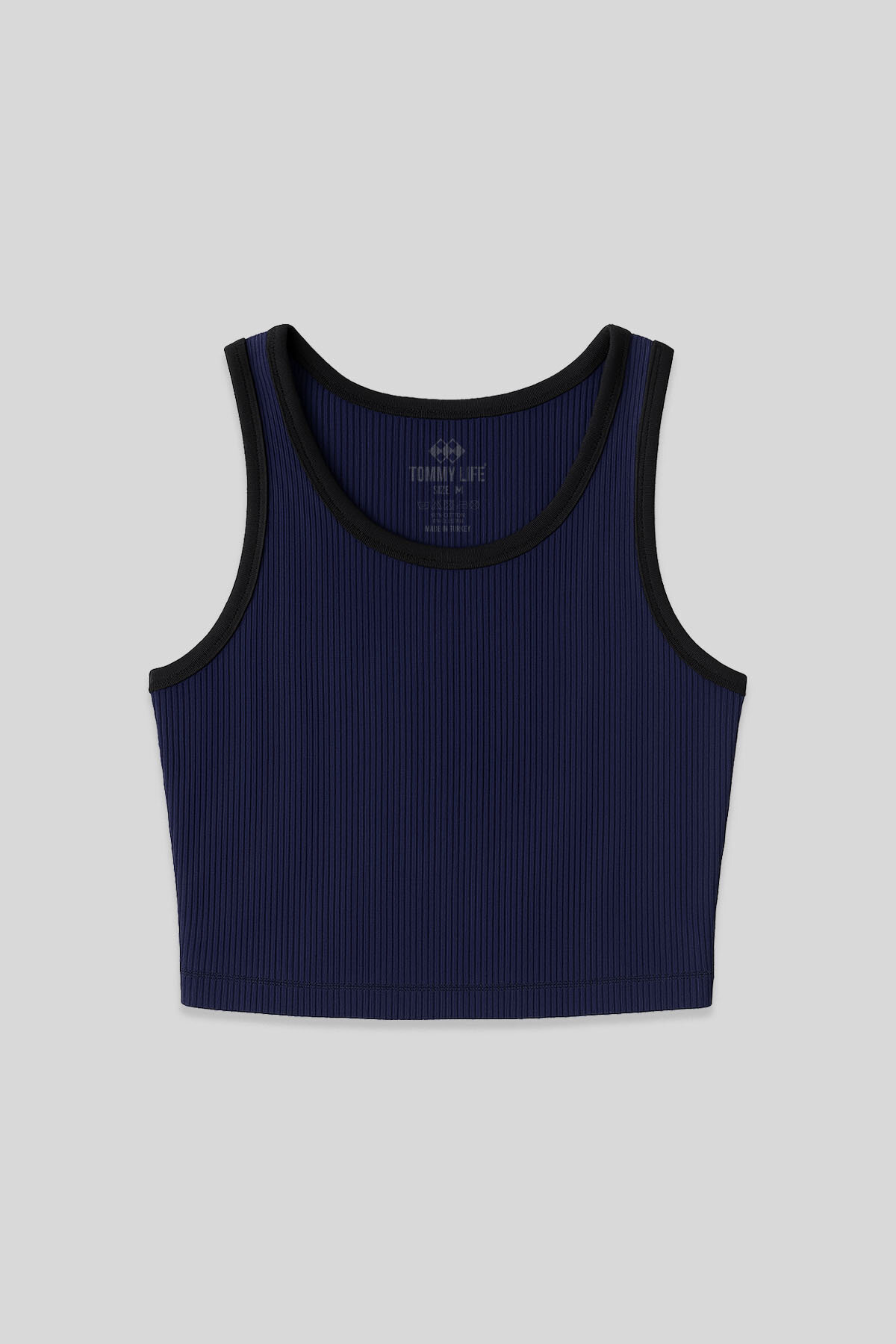 İndigo Basic Sıfır Kol Dar Kalıp U Yaka Kadın Crop Top Atlet - 97160 - TOMMYLIFE (1)