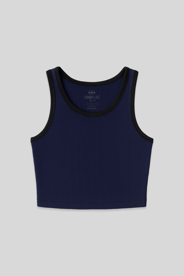 İndigo Basic Sıfır Kol Dar Kalıp U Yaka Kadın Crop Top Atlet - 97160 - 2