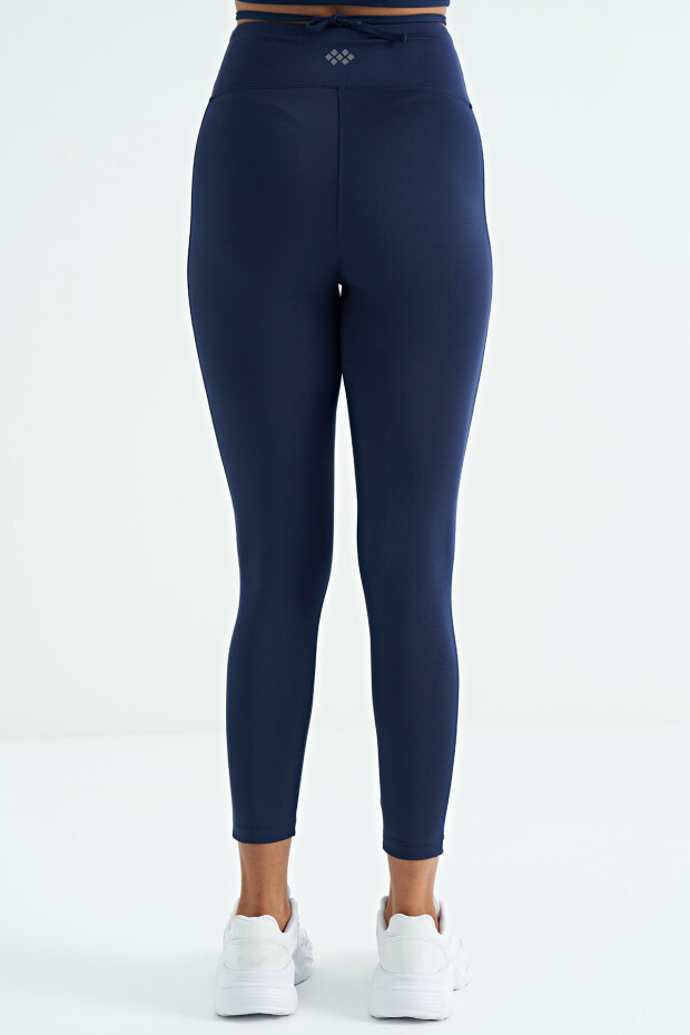 İndigo Baskılı Yüksek Bel Slim Fit Kadın Tayt - 94639 - 11