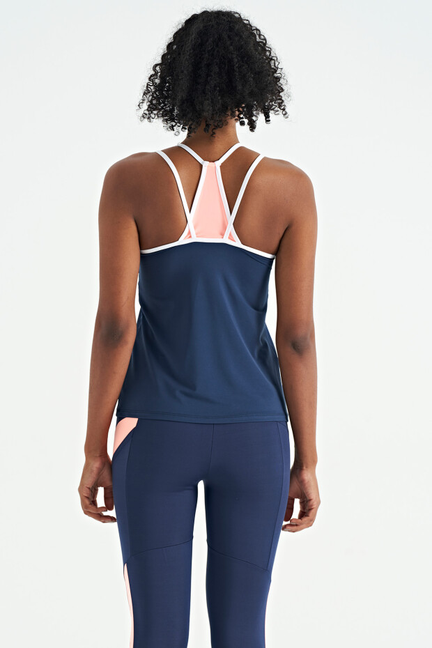 İndigo Çift Askılı Sırt Detaylı Standart Kalıp Kadın Spor Atlet - 97258 - 9