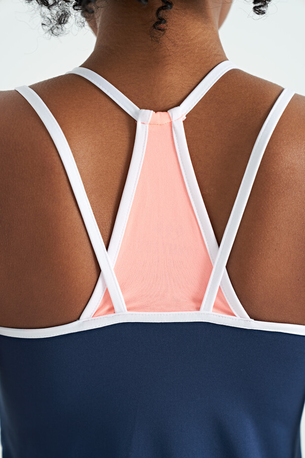 İndigo Çift Askılı Sırt Detaylı Standart Kalıp Kadın Spor Atlet - 97258 - 6