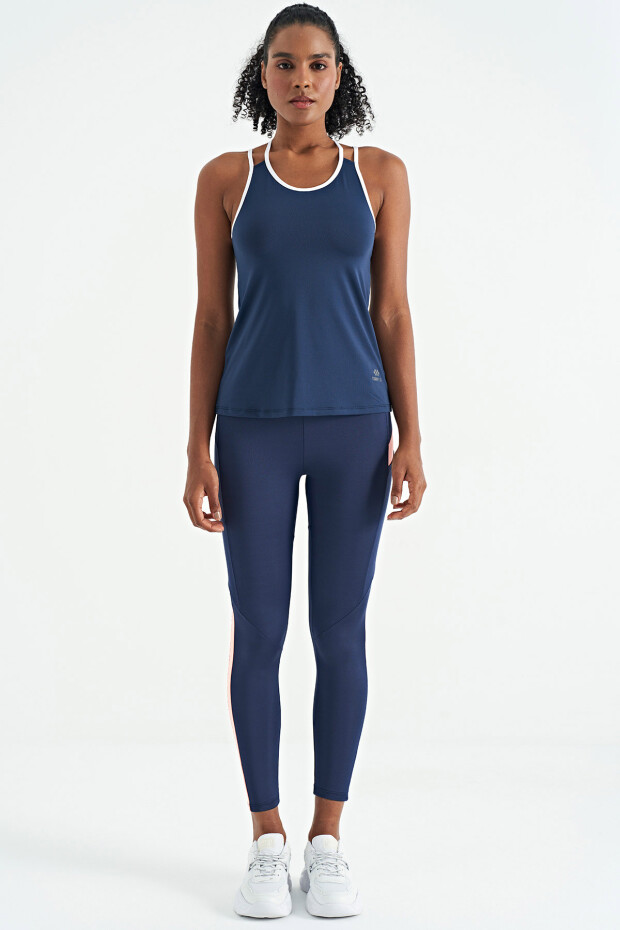 İndigo Çift Askılı Sırt Detaylı Standart Kalıp Kadın Spor Atlet - 97258 - 3