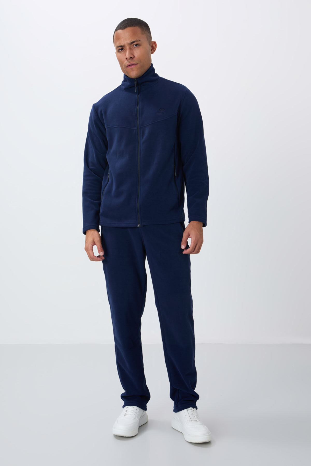 İndigo Dik Yaka Basic Fermuar Cepli Standart Kalıp Erkek Polar Eşofman Takımı - 85193 - TOMMYLIFE