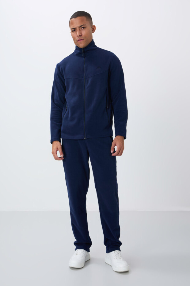 İndigo Dik Yaka Basic Fermuar Cepli Standart Kalıp Erkek Polar Eşofman Takımı - 85193 - 1
