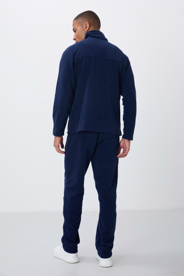 İndigo Dik Yaka Basic Fermuar Cepli Standart Kalıp Erkek Polar Eşofman Takımı - 85193 - 6
