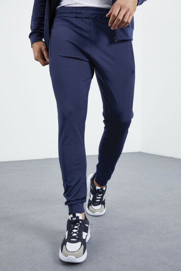 İndigo Dik Yaka Fermuarlı Standart Kalıp Manşetli Erkek Eşofman Takım - 85160 - TOMMYLIFE (1)