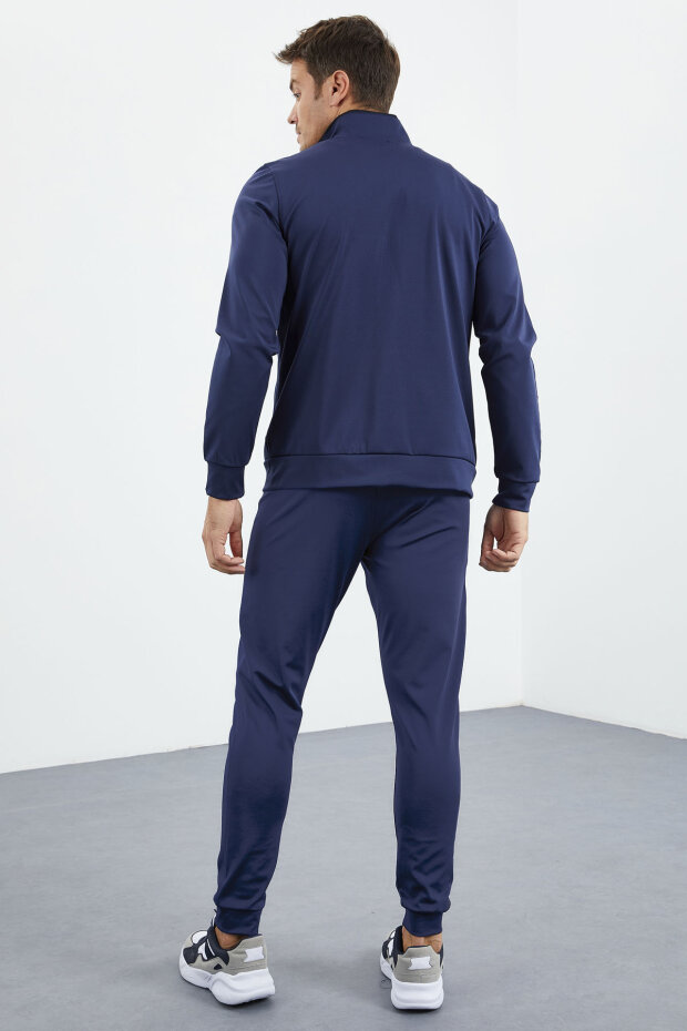 İndigo Dik Yaka Fermuarlı Standart Kalıp Manşetli Erkek Eşofman Takım - 85160 - 6