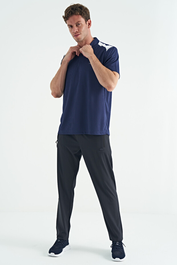 İndigo Garni Detaylı Polo Yaka Standart kalıp Aktif Spor Erkek T-Shirt - 88250