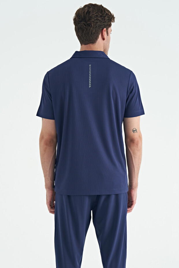 İndigo Garni Detaylı Polo Yaka Standart Kalıp Aktif Spor Erkek T-Shirt - 88251