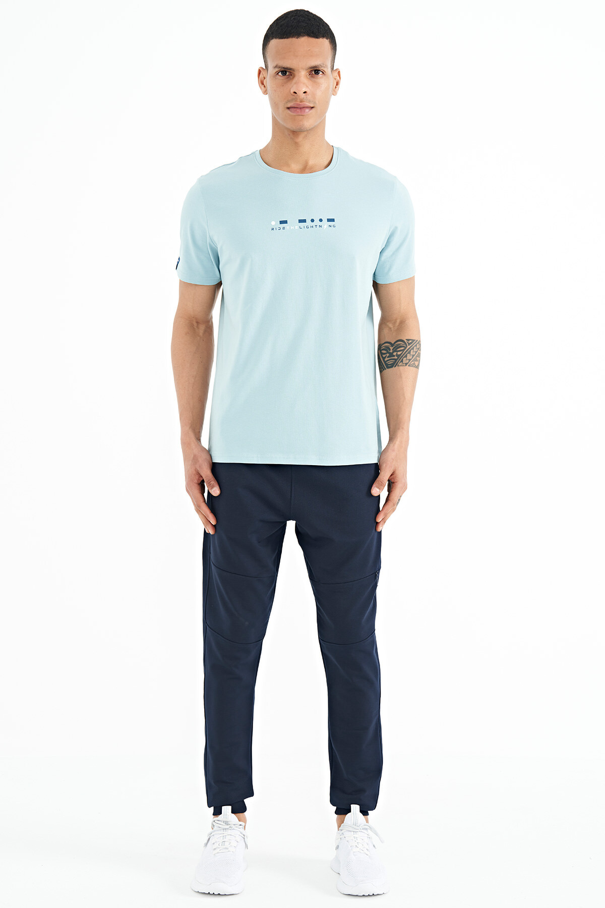 İndigo Gizli Diz Cep Detaylı Standart Kalıp Erkek Joger Eşofman Alt - 84958 - TOMMYLIFE (1)