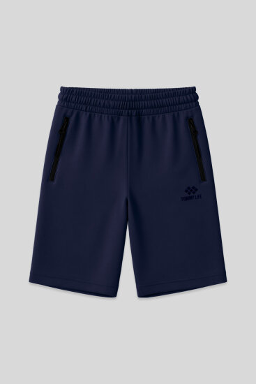 İndigo Gizli Fermuar Arka Cepli Bağcıklı Standart Kalıp Erkek Şort - 81136 