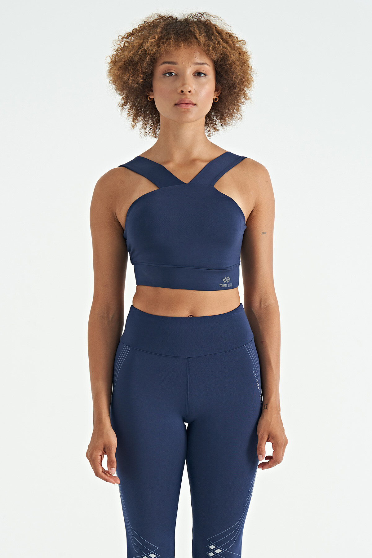 İndigo Logo Baskılı Dar Kalıp Dalgıç Kumaş Kadın Büstiyer - 97259 - TOMMYLIFE