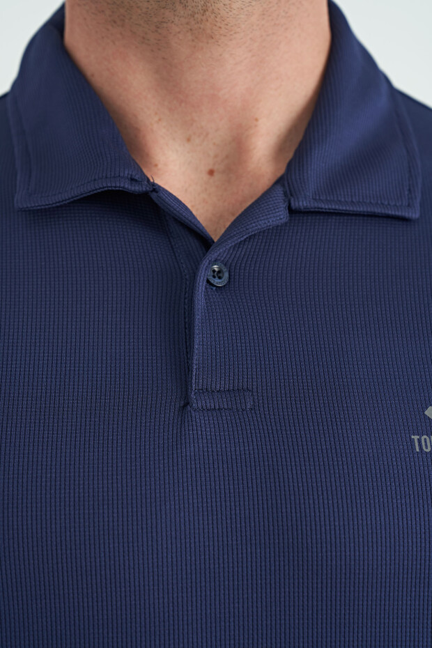 İndigo Logo Baskılı Standart Kalıp Polo Yaka Aktif Spor Erkek T-Shirt - 88252 - 3
