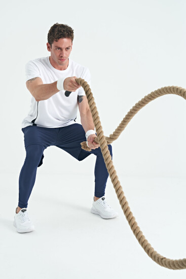 İndigo Logo Baskılı Yüksel Bel Slim Fit Aktif Spor Erkek Tayt - 84989 