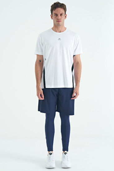 İndigo Logo Baskılı Yüksek Bel Slim Fit Aktif Spor Erkek Tayt - 84989 - TOMMYLIFE (1)
