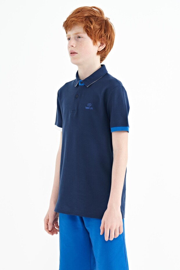 İndigo Logo Nakışlı Standart Kalıp Polo Yaka Erkek Çocuk T-Shirt - 11083