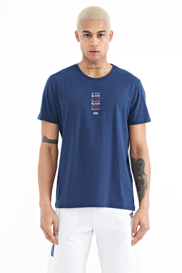 Tylor İndigo Yazılı Erkek T-Shirt - 88227