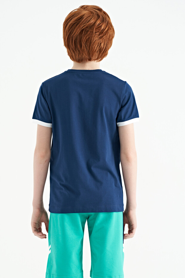 İndigo Minimal Yazı Baskılı Standart Kalıp O Yaka Erkek Çocuk T-Shirt - 11132