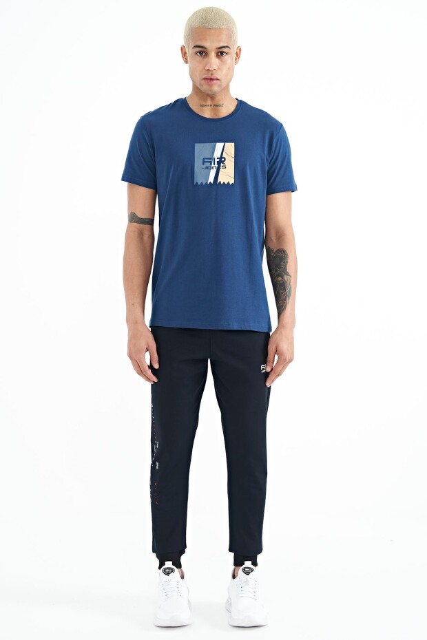 Frank İndigo Standart Kalıp Erkek T-Shirt - 88219