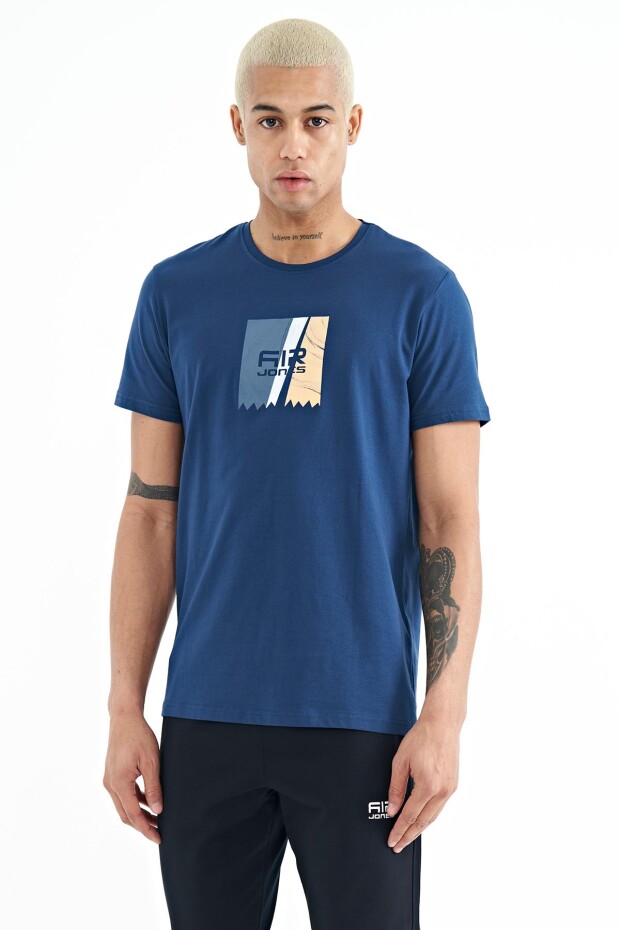 Frank İndigo Standart Kalıp Erkek T-Shirt - 88219