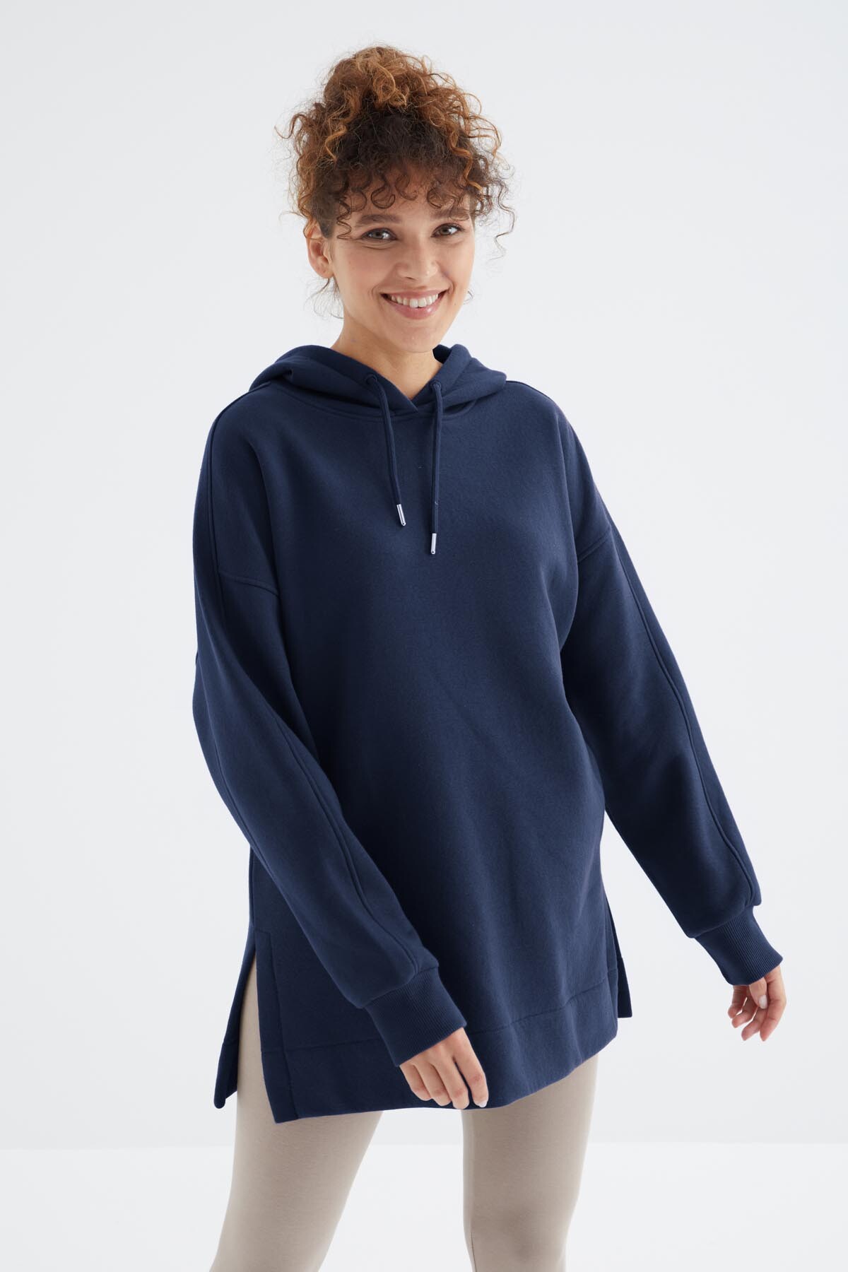 İndigo Reglan Kol Basic Kapüşonlu Oversize Sweatshirt Tunik - 97242 - TOMMYLIFE