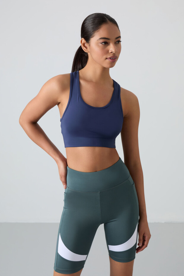 İndigo Sırt Detaylı Dar Kalıp U Yaka Kadın Spor Büstiyer - 97120 - 4