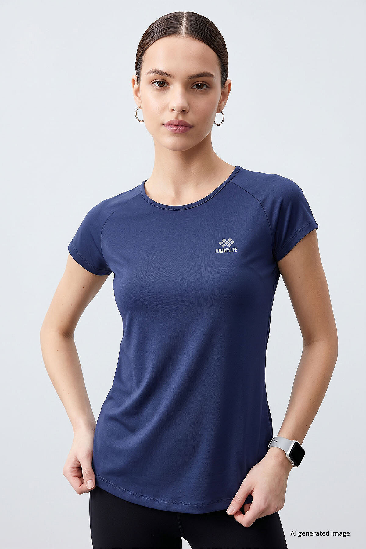 İndigo Sırt Pencereli Kısa Kol Standart Kalıp O Yaka Kadın T-Shirt - 97101 - TOMMYLIFE