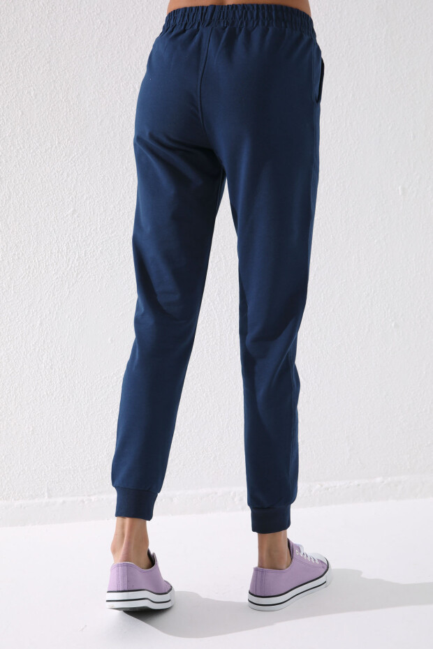 İndigo Yüksek Bel Jogger Rahat Form Manşetli Kadın Eşofman Alt - 94561