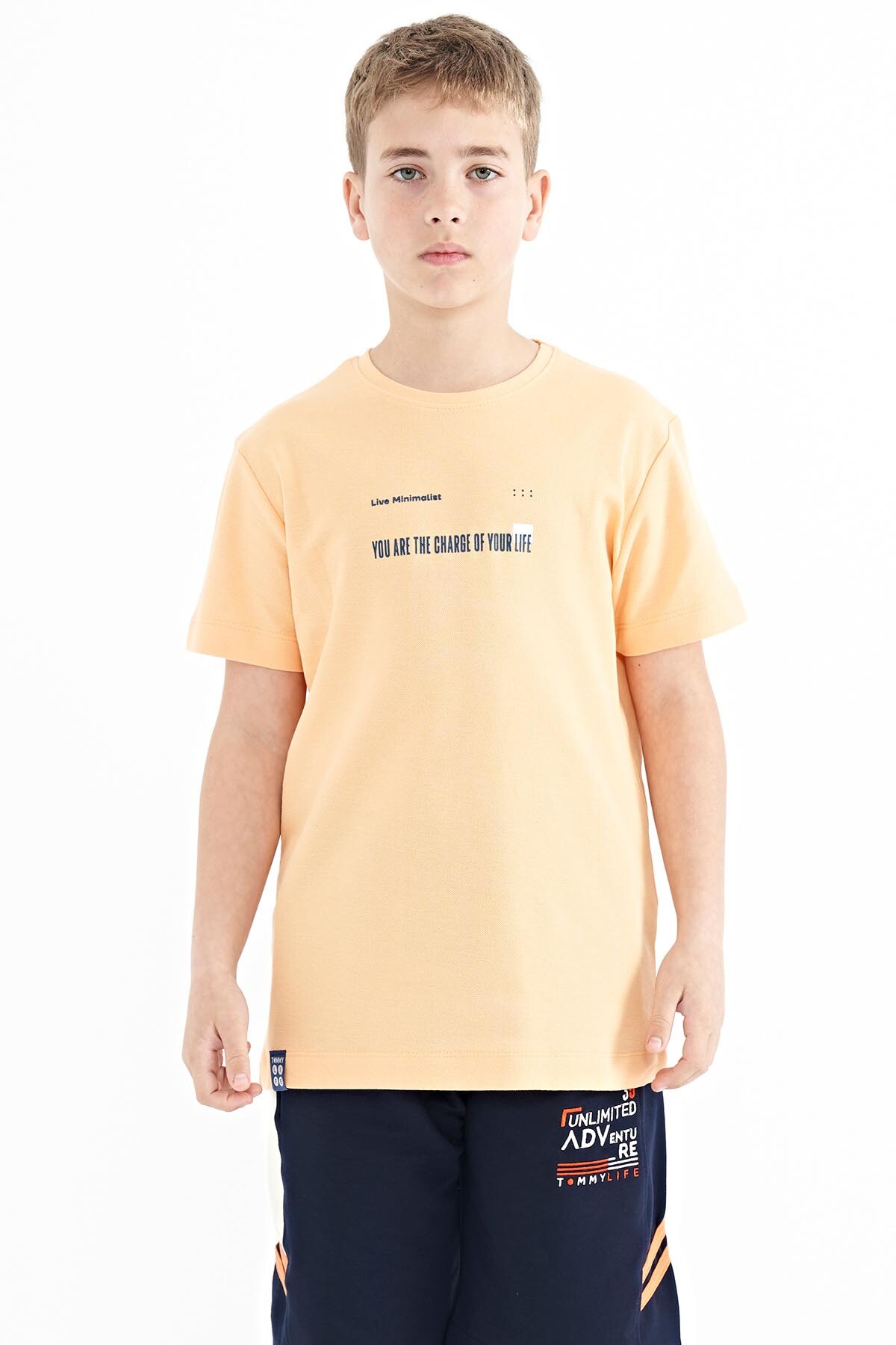 Kavun Içi Baskı Detaylı O Yaka Standart Kalıp Erkek Çocuk T-Shirt - 11117 - TOMMYLIFE