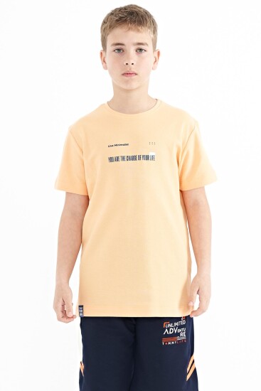 Kavun Içi Baskı Detaylı O Yaka Standart Kalıp Erkek Çocuk T-Shirt - 11117 