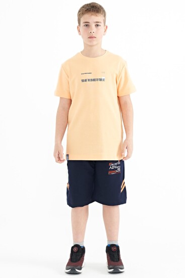 Kavun Içi Baskı Detaylı O Yaka Standart Kalıp Erkek Çocuk T-Shirt - 11117 - TOMMYLIFE (1)