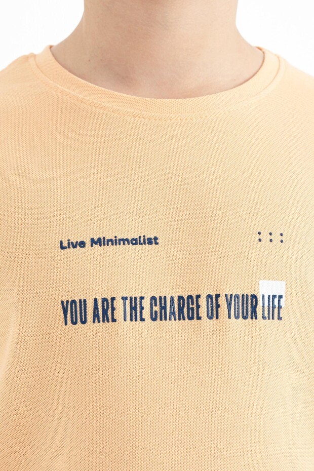 Kavun Içi Baskı Detaylı O Yaka Standart Kalıp Erkek Çocuk T-Shirt - 11117 - 3