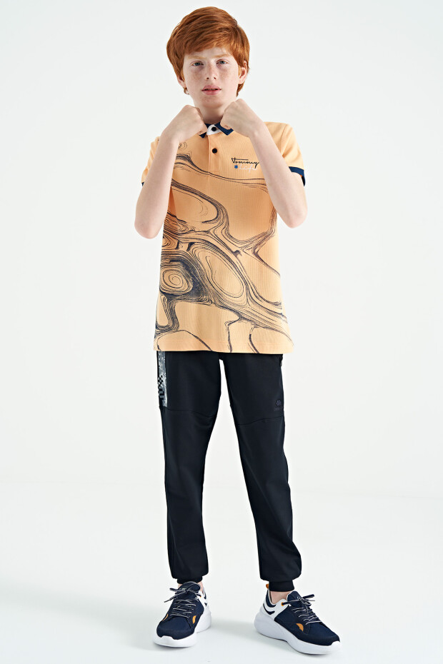 Kavun Içi Baskı Detaylı Standart Kalıp Polo Yaka Erkek Çocuk T-Shirt - 11165