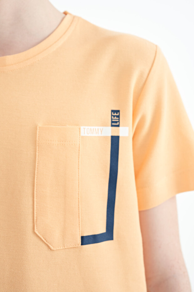 Kavun içi Cep Detaylı O Yaka Standart Kalıp Erkek Çocuk T-Shirt - 11120 - 3