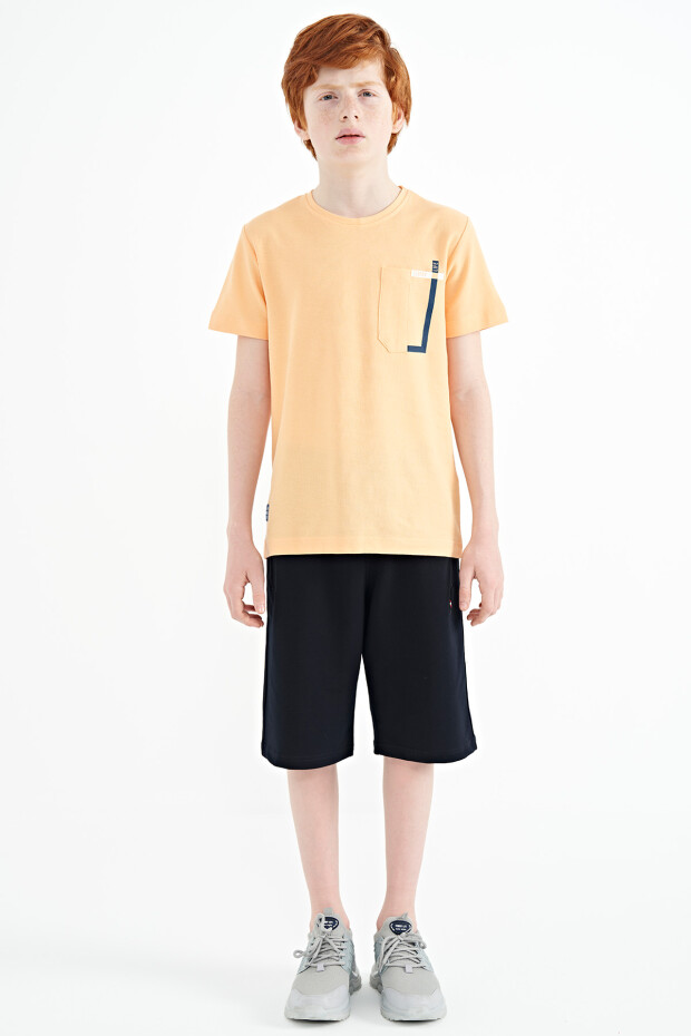 Kavun içi Cep Detaylı O Yaka Standart Kalıp Erkek Çocuk T-Shirt - 11120 - 2